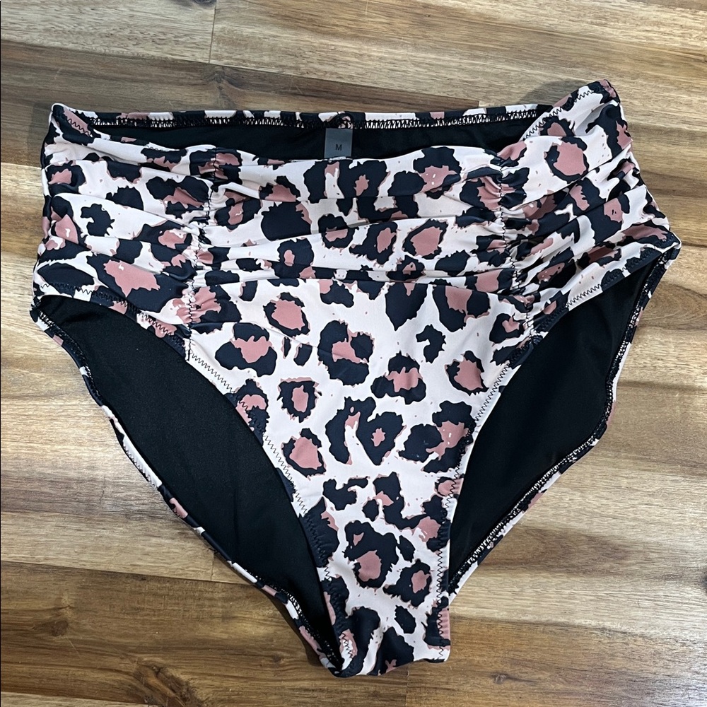 Leopard Print High-Waisted Bikini Bottom
